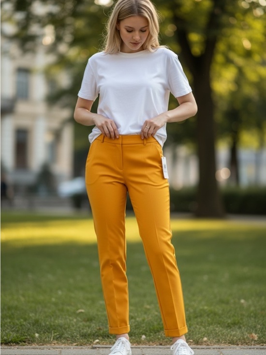Chaus Pants - Chaus Slim Straight Ankle Pants in Mustard